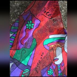 Picasso Long Scarf (Red Multi) E-7